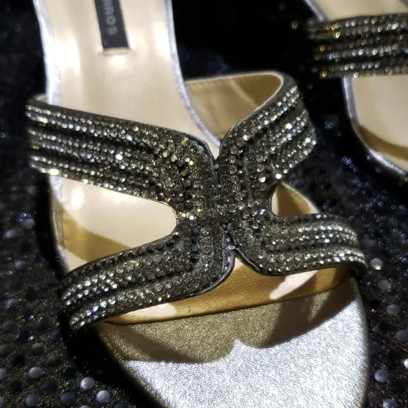 NEW Silver/Black Rhinestone Heels - Picture 3 of 4